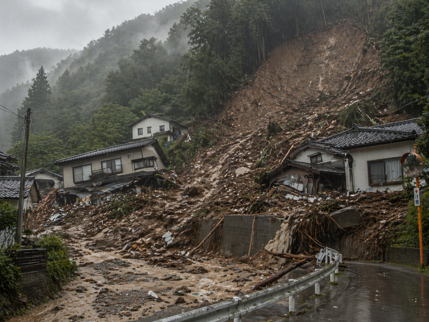 大雨による土砂災害の様子