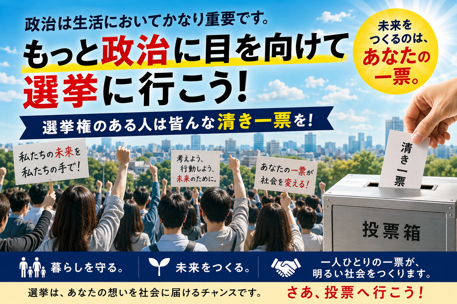 もっと政治に目を向けて選挙に行こう！